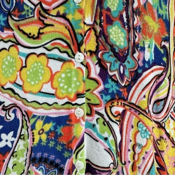 Joseph A. Pastel Paisley Cardigan Sweater, PS - Picture 4 of 9